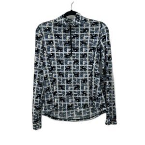 Kerrits 1/4 Zip Stretch Lightweight Equestrian Top Long Sleeve Small Blue Horse